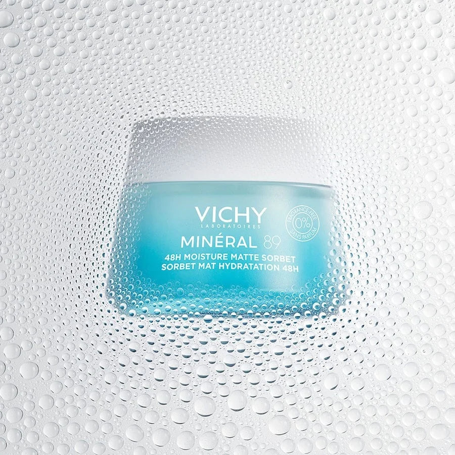 Gel Hidratação Facial Pele Oleosa e Mista Efeito Matte Vichy Minéral 89 Sorbet 48h 50ml