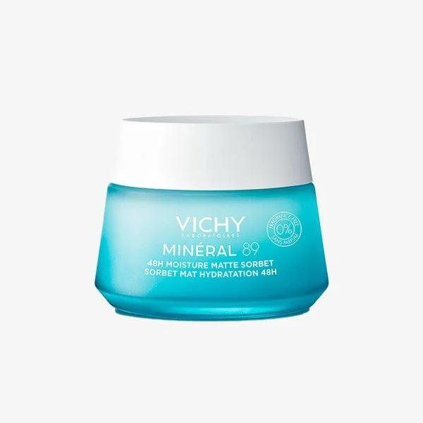 Gel Hidratação Facial Pele Oleosa e Mista Efeito Matte Vichy Minéral 89 Sorbet 48h 50ml